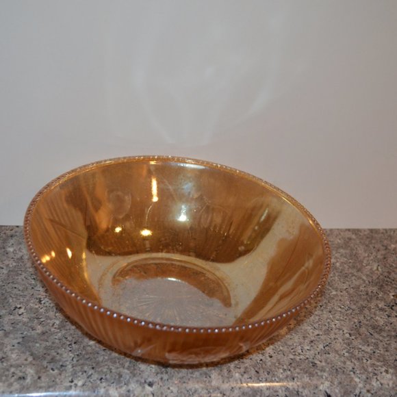 Glass Bowl Metallic Bronze Color Textured Pattern - Picture 1 of 5